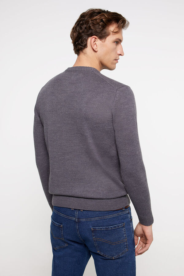 Fifty Outlet Jersey cuello caja con intarsia rombos gray