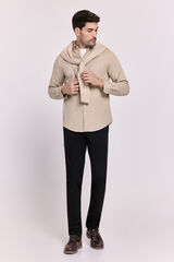 Milano Camisa lisa manga larga Marr&oacute;n