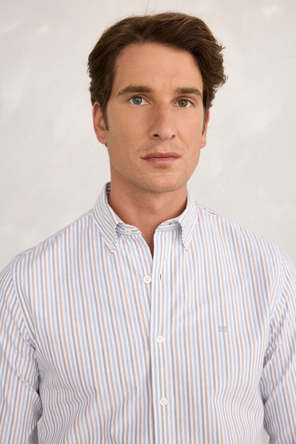 Pedro del Hierro Camisa Sport Rayas Azul Claro