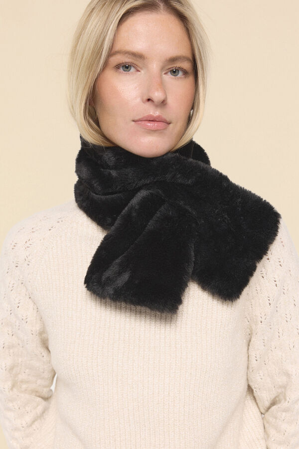 Milano Bufanda de pelo cruzada Negro