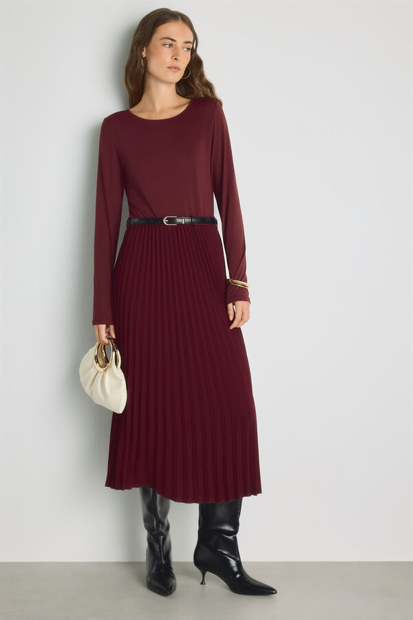 Milano Vestido cuello redondo Granate
