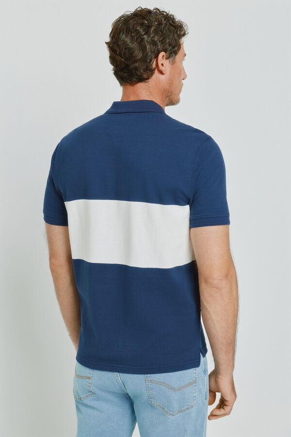 Milano Polo de riscas de manga curta Marinho