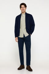 Milano Cardigan de algod&atilde;o com z&iacute;per Marinho