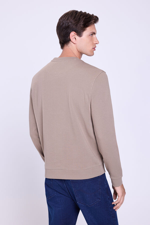 Springfield Sweatshirt com logo e gola redonda Areia