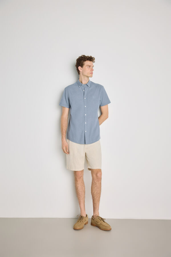 Springfield Camisa lisa de manga curta Azul claro