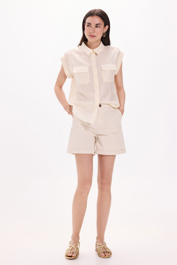 Milano Camisa esvoaçante com bolsos Bege