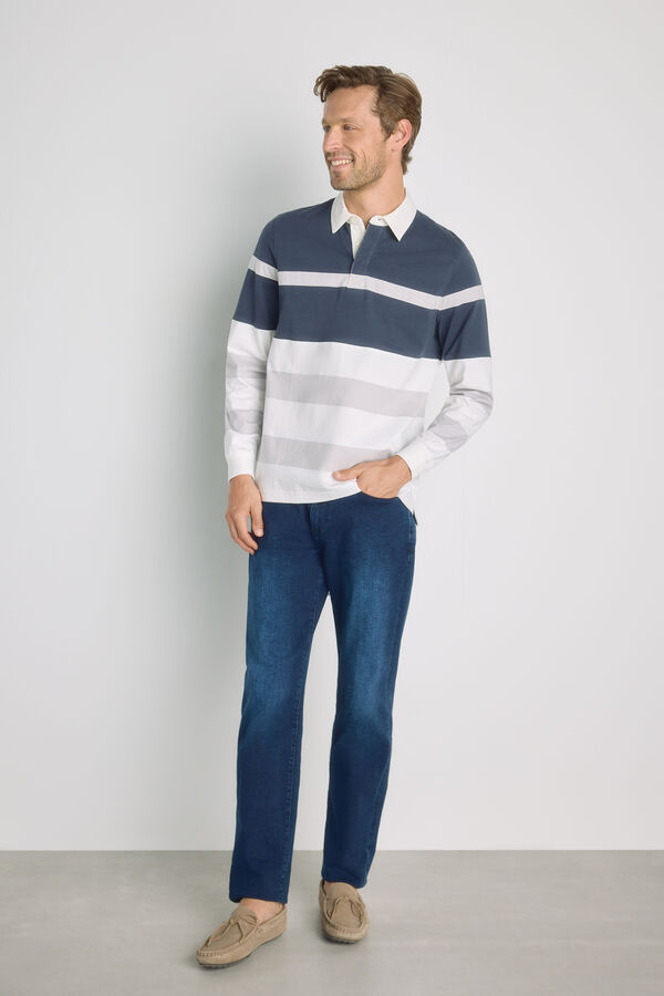 Milano Polo rayas manga larga Navy
