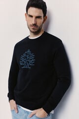 Springfield Sudadera cuello redondo con logo Navy