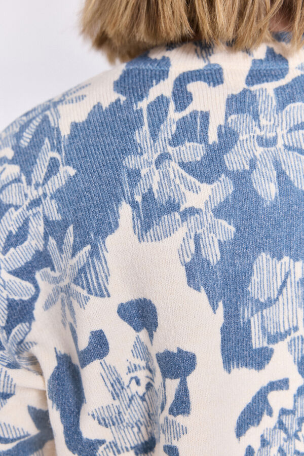 Milano Jersey con estampado floral en cuello Azul
