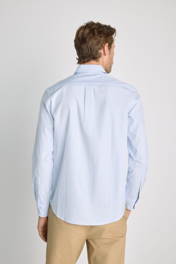 Milano Camisa de riscas de manga comprida Azul claro