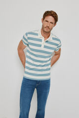 Milano Polo de riscas de manga curta Azul