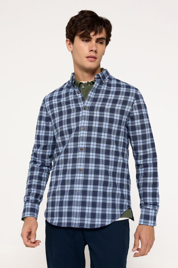 Milano Camisa Twill Cuadros Estampado azul