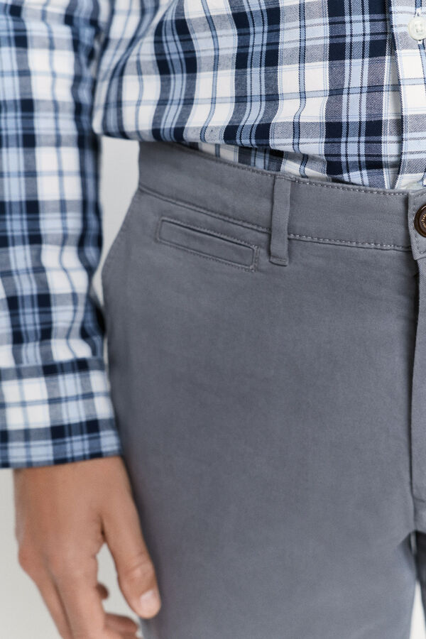 Pedro del Hierro Calças chino com ajuste confortável Cinza claro