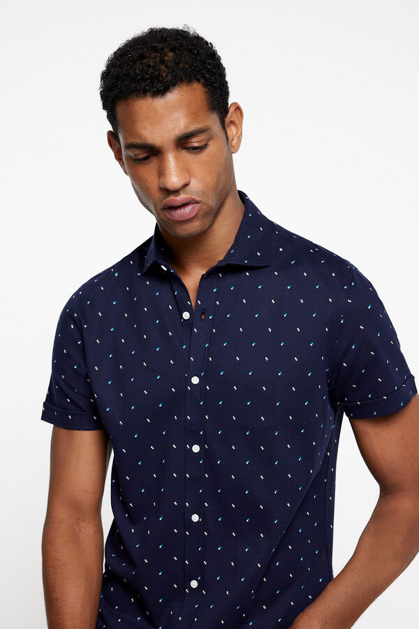 Fifty Outlet Camisa Piqué Estampada Navy