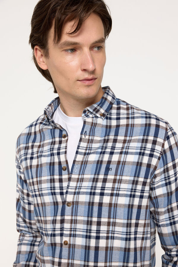Milano Camisa Twill Cuadros Azul