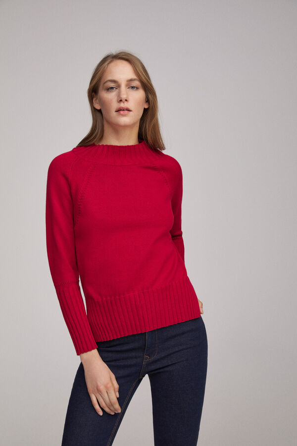 Fifty Outlet Jersey cuello alto canalé Rojo
