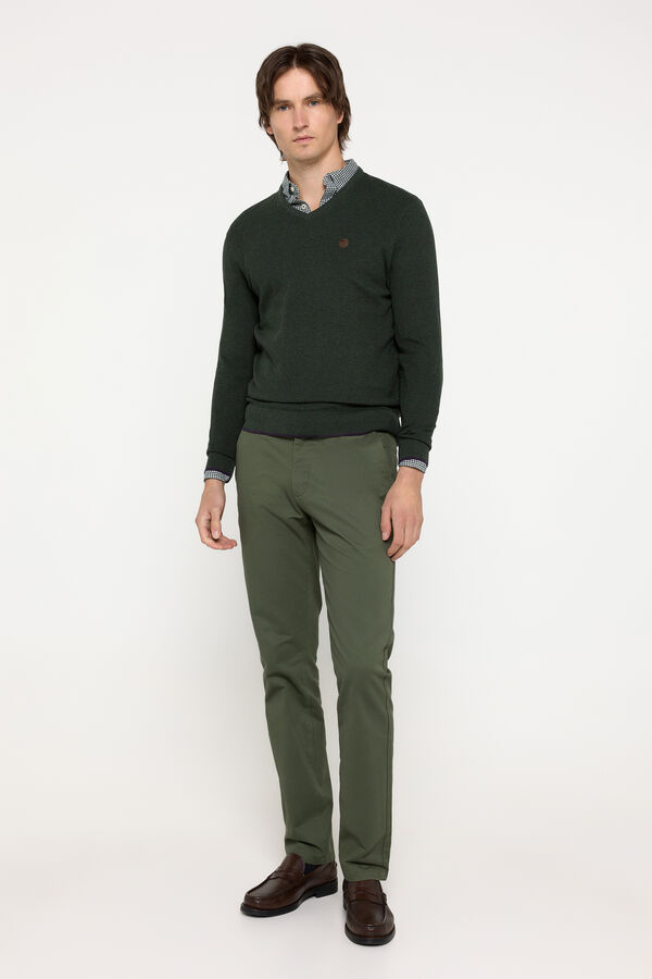 Milano Jersey Cuello Pico Microestructura Verde