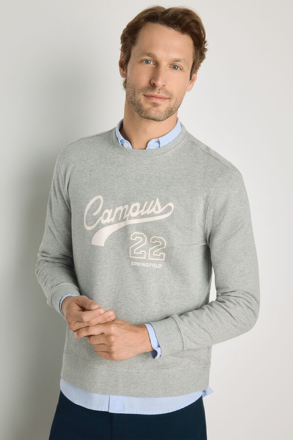 Springfield Sweatshirt gola redonda com logo Cinza medio