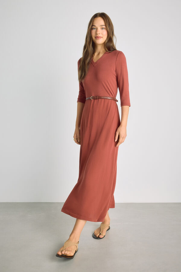 Milano Vestido escote pico Naranja