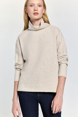 Milano Camiseta punto polar suave cuello cisne Beige