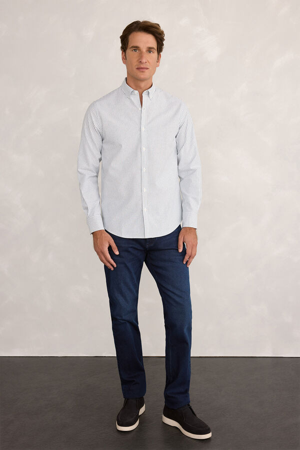 Milano Camisa Sport Rayas Azul turquesa