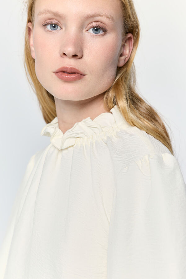 Milano Camisa fluida con cuello y puños elásticos Marfil