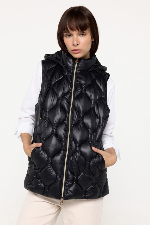 Milano Colete acolchoado capuz Preto