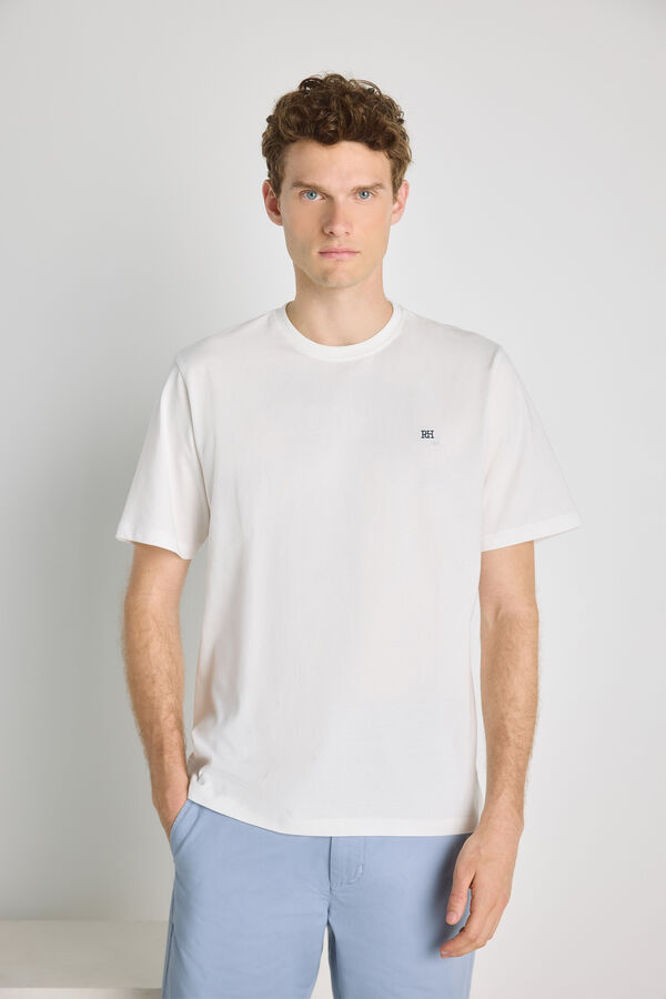 Pedro del Hierro Camiseta b&aacute;sica con logo bordado Blanco