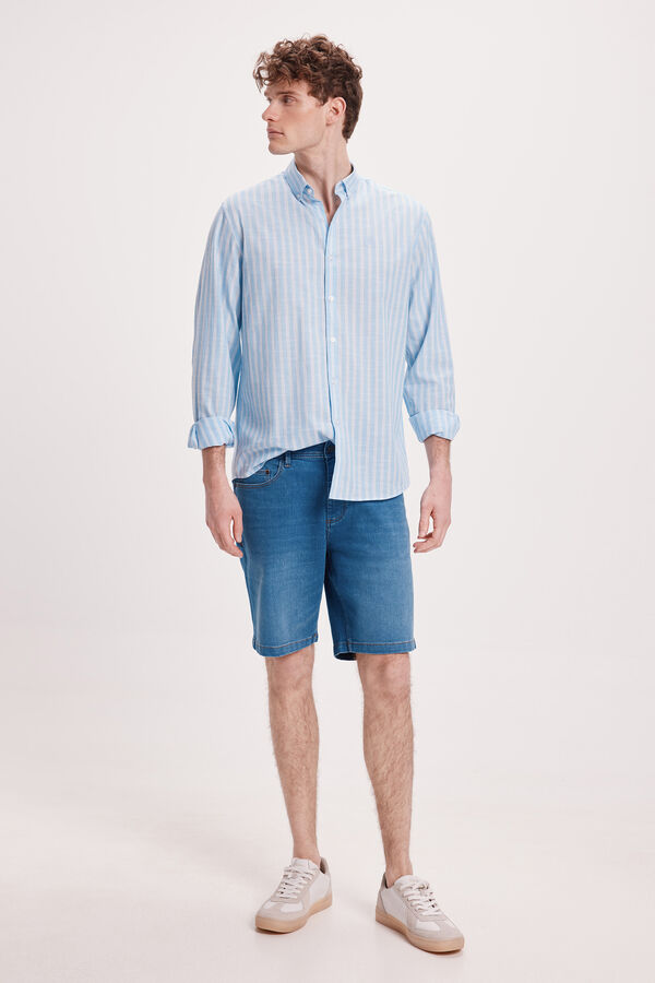 Springfield Camisa Oxford SPF Rayas Azul