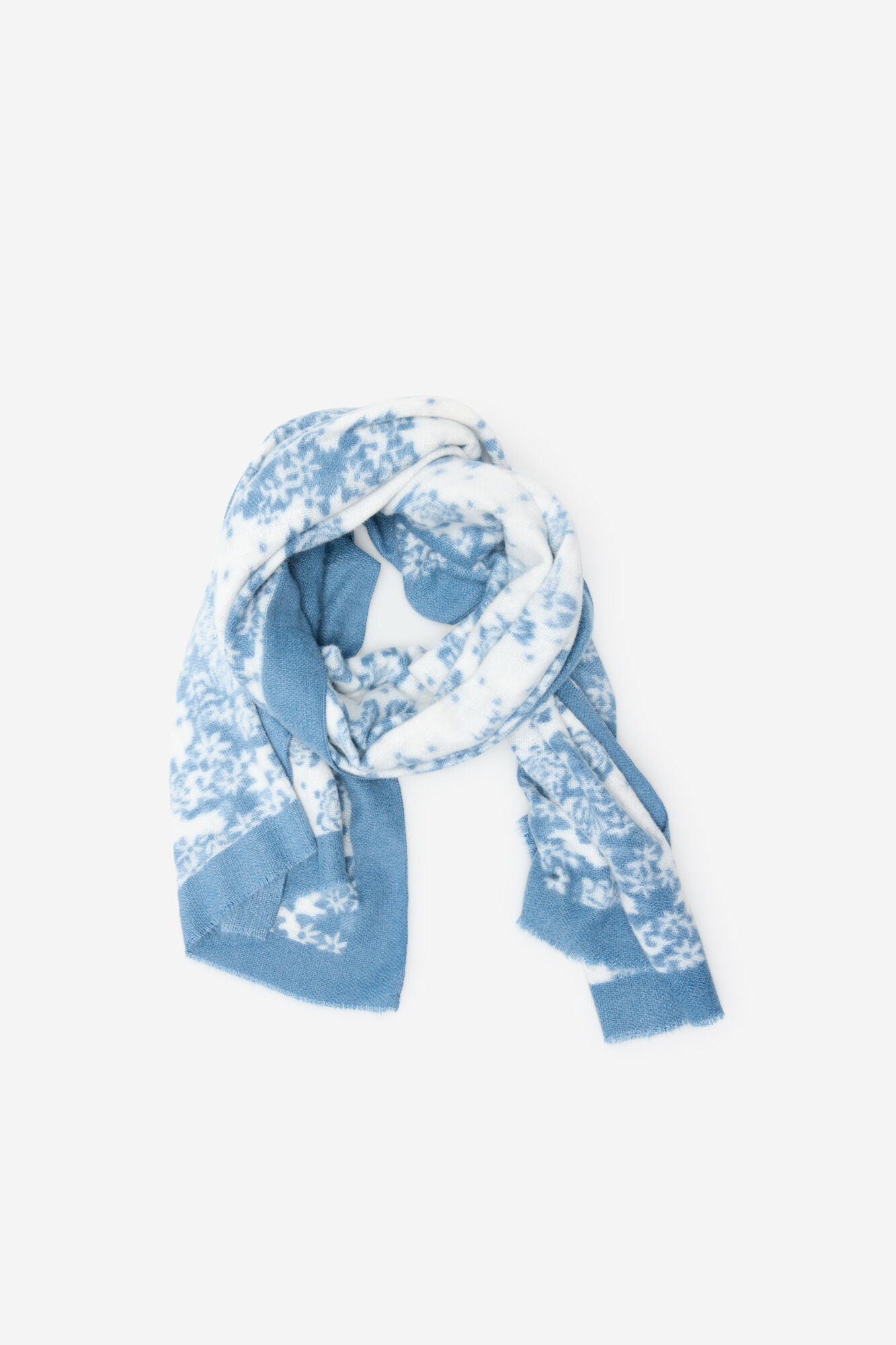 Milano Fular estampado bicolor flores azules