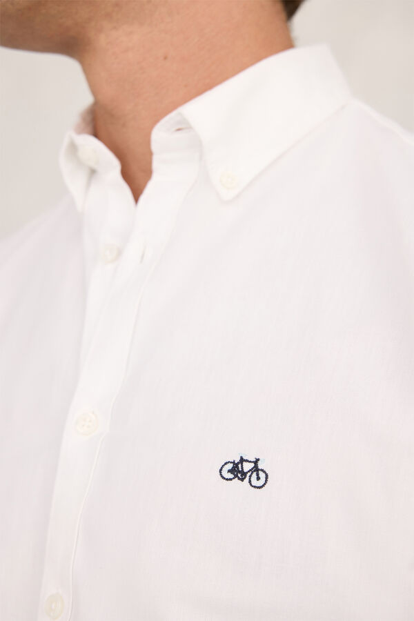 Milano Camisa esportiva estampado Oxford Branco