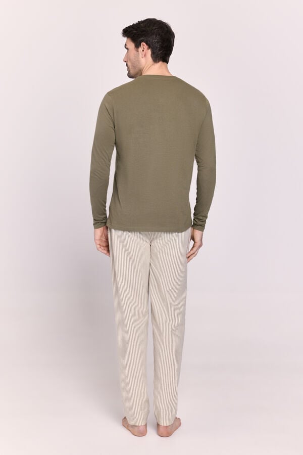 Milano Pijama punto y tela Kaki Oscuro