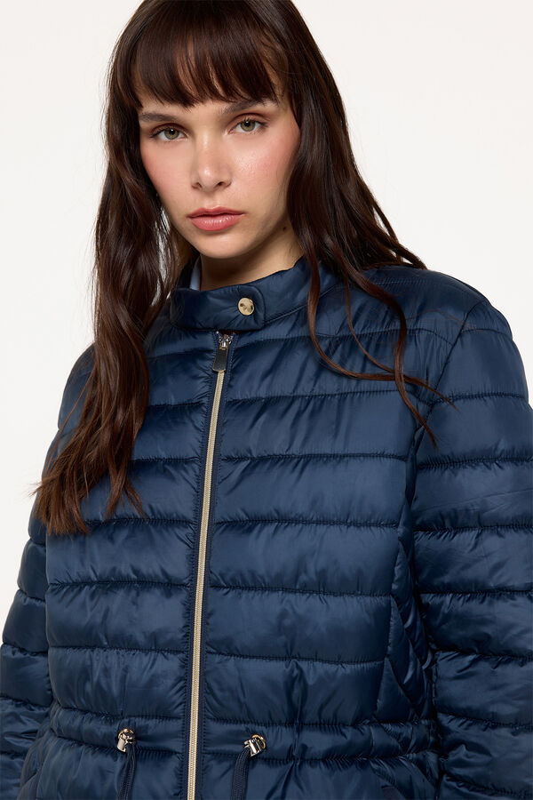 Milano Abrigo acolchado cuello alto corte cintura Navy