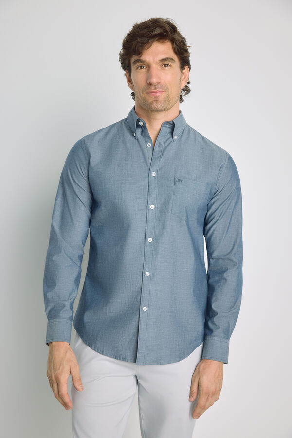 Milano Camisa lisa de manga comprida Marinho