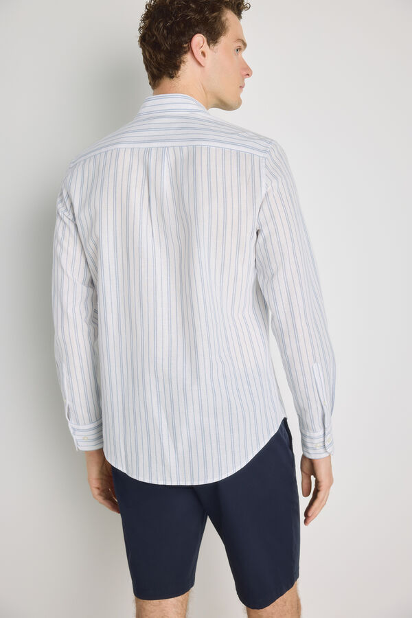 Pedro del Hierro Camisa rayas manga larga Blanco