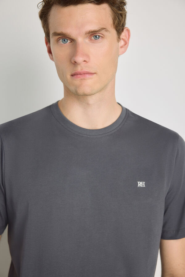 Pedro del Hierro Camiseta b&aacute;sica con logo bordado Gris Oscuro