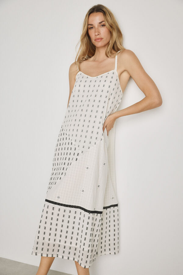 Milano Vestido com decote em bico e al&ccedil;as Branco