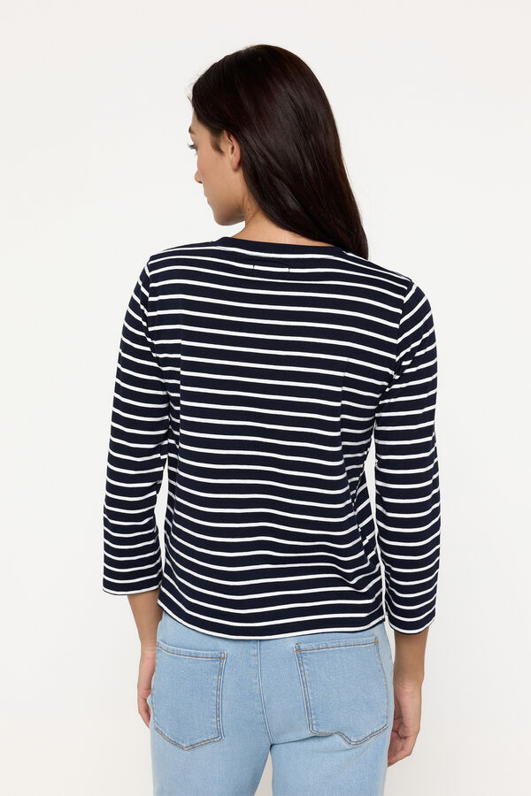 Milano Camiseta riscas em tecido pesado de algod&atilde;o Estampado azul