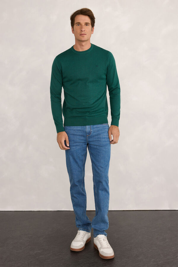 Pedro del Hierro Camisola básico redondo Verde escuro