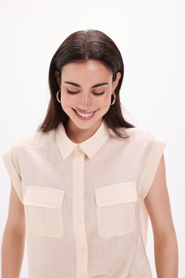 Milano Camisa esvoaçante com bolsos Bege