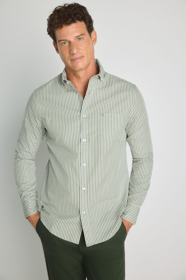 Milano Camisa de riscas de manga comprida Verde