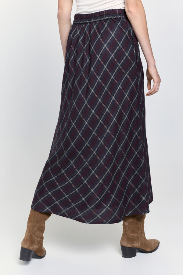 Milano Saia midi xadrez saia Bordeaux