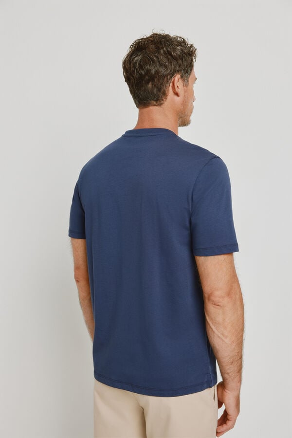 Pedro del Hierro T-shirt b&aacute;sica com logo bordado Azul