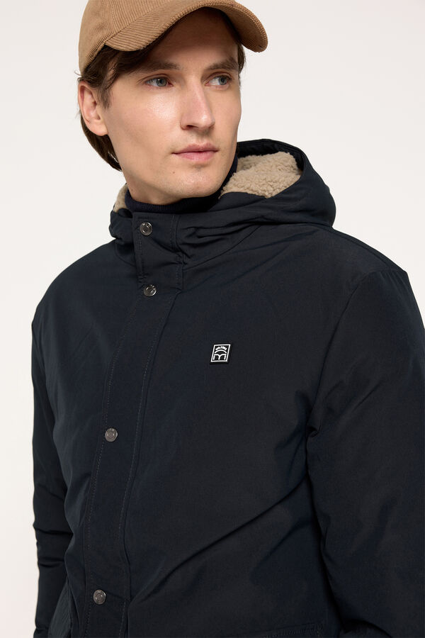 Milano Parka Capucha Borrego Navy