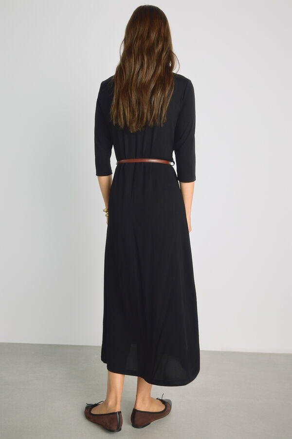 Milano Vestido escote pico Negro
