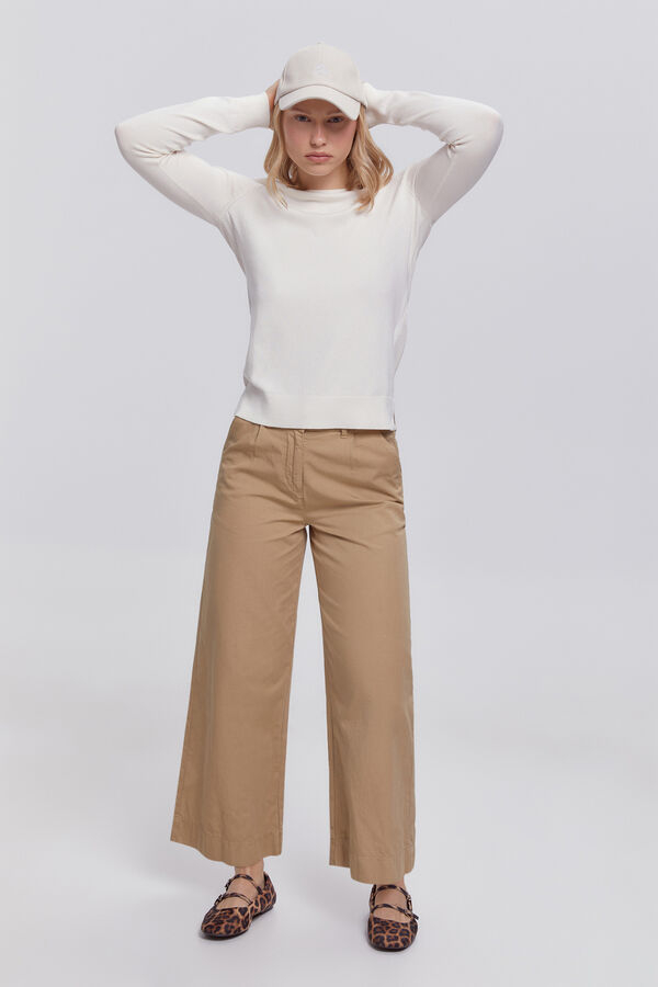 Milano Camisola de malha lisa de viscose de qualidade b&aacute;sica Marfim