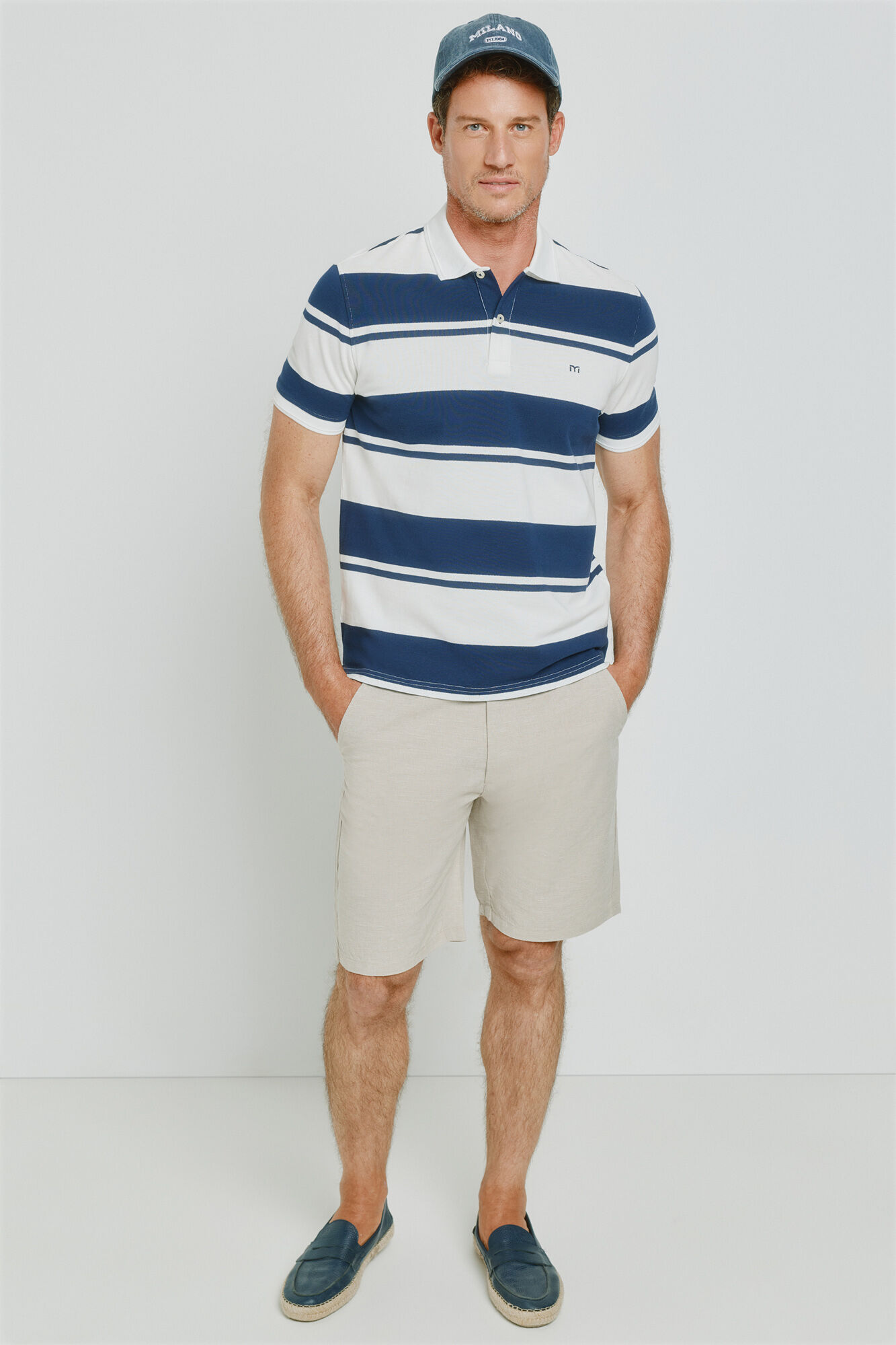 Milano Polo de riscas de manga curta