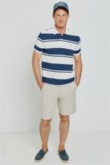 Milano Polo de riscas de manga curta Branco