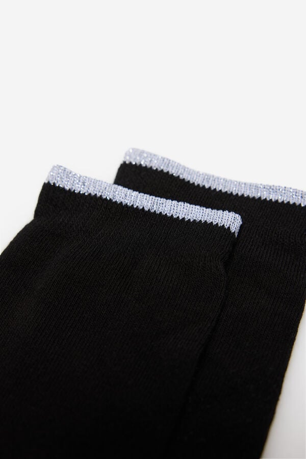 Milano Meias caneladas em lurex Preto