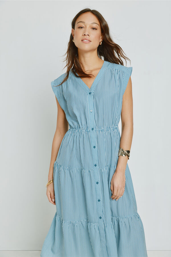 Milano Vestido escote pico Azul Oscuro